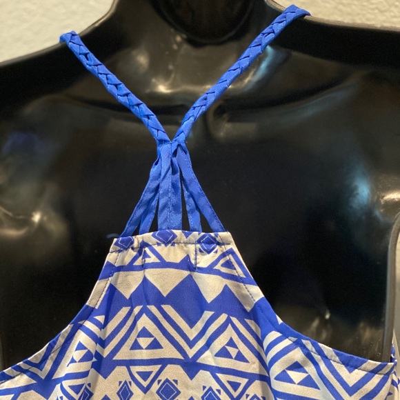 SOLD! Tribal Tank Blue and White - Picture 3 of 5